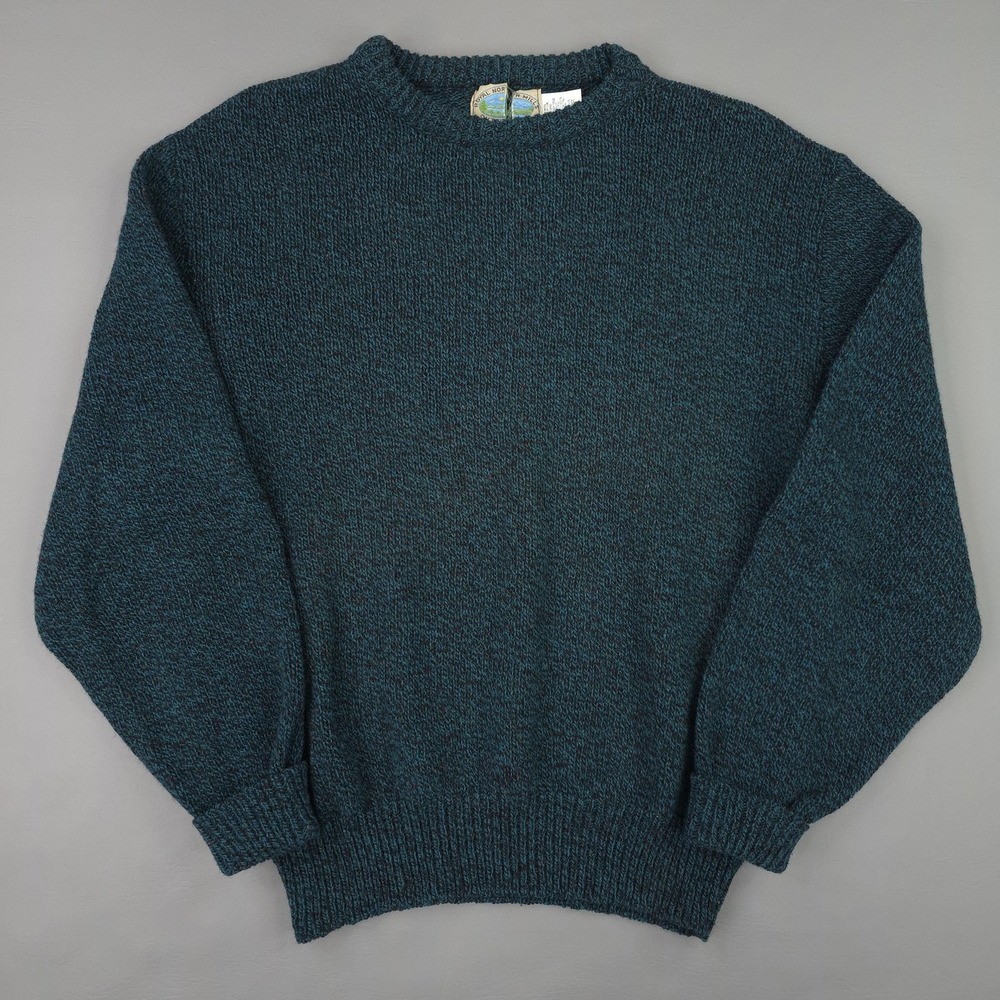 Royal North Mills Outfitters Sweater Mens Large Green Wool Nylon Crewneck USA